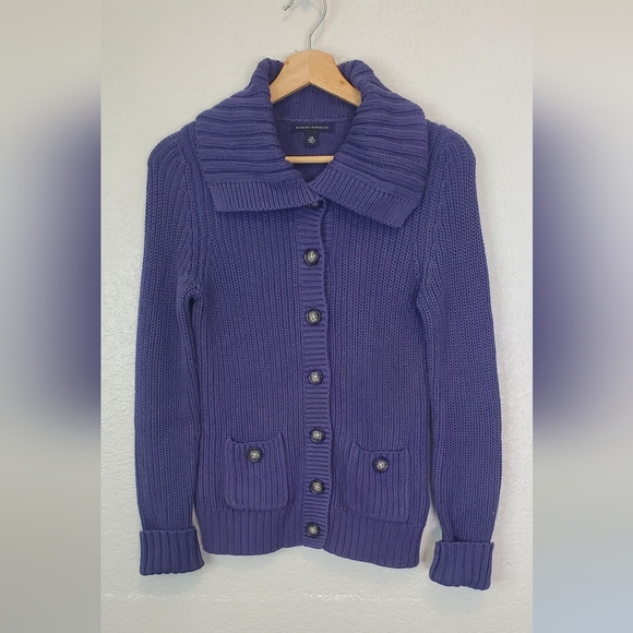 💚5/$25 Banana Republic Purple Button-Up Women's Knit Cardigan Sweater Size XS - Picture 5 of 5